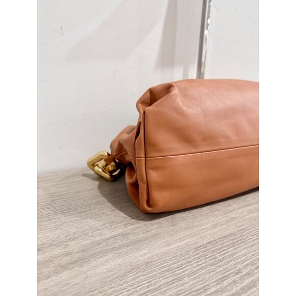 Bottega Veneta Leather Chunky Chain Pouch Shoulder Bag Cognac Brown/Gold - Picture 9 of 13
